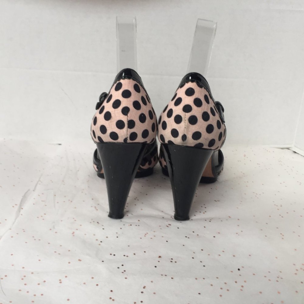 Via Spiga Pink Black Polka Dot Mary Jane Pin up 9 Barbiecore Y2K Aesthetic - Picture 3 of 5